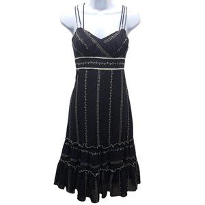 Shoshanna Black/Ivory Floral Polka Dot Boho Sz 6